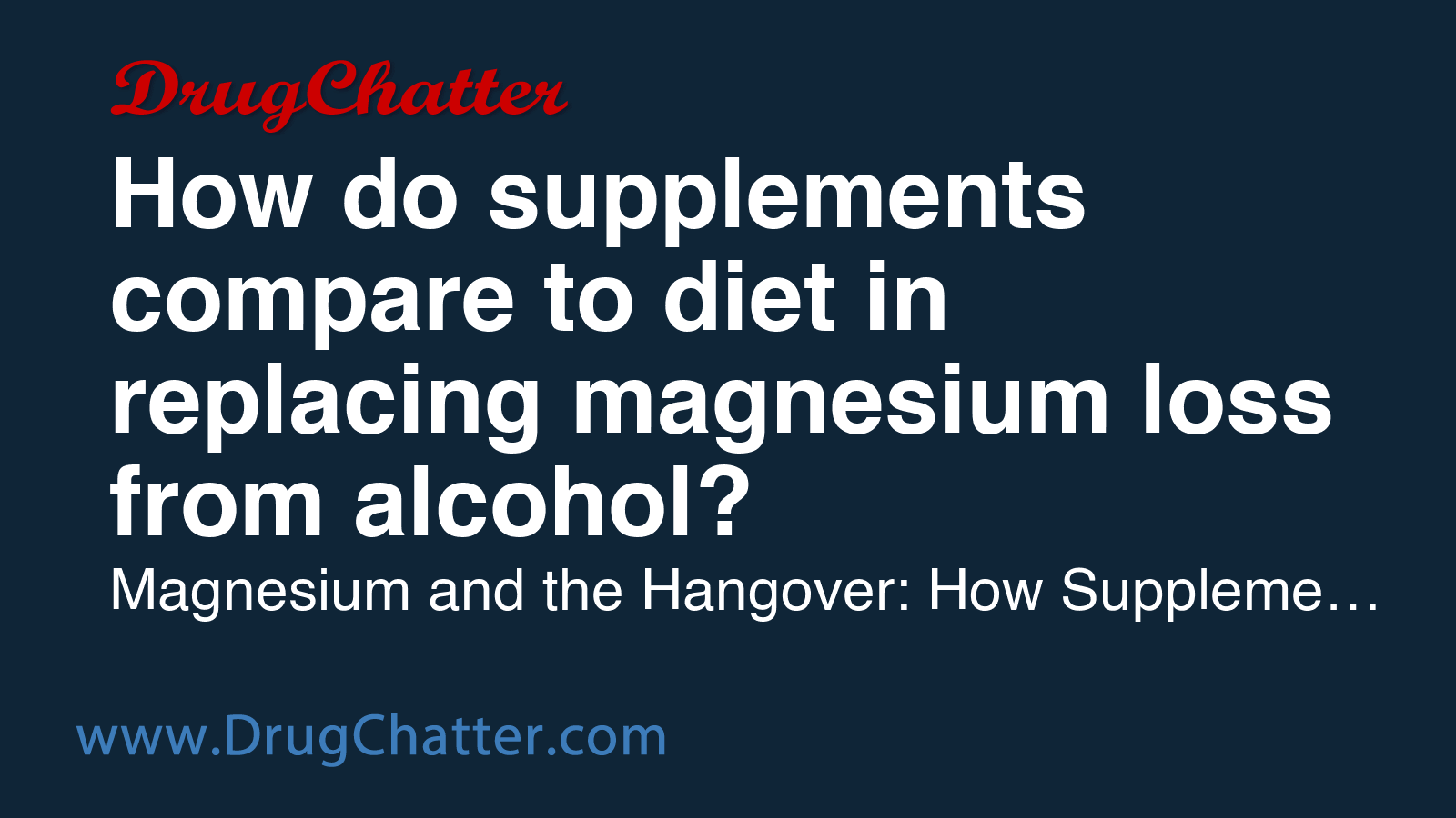 DIET: How do supplements compare to diet in replacing magnesium loss ...