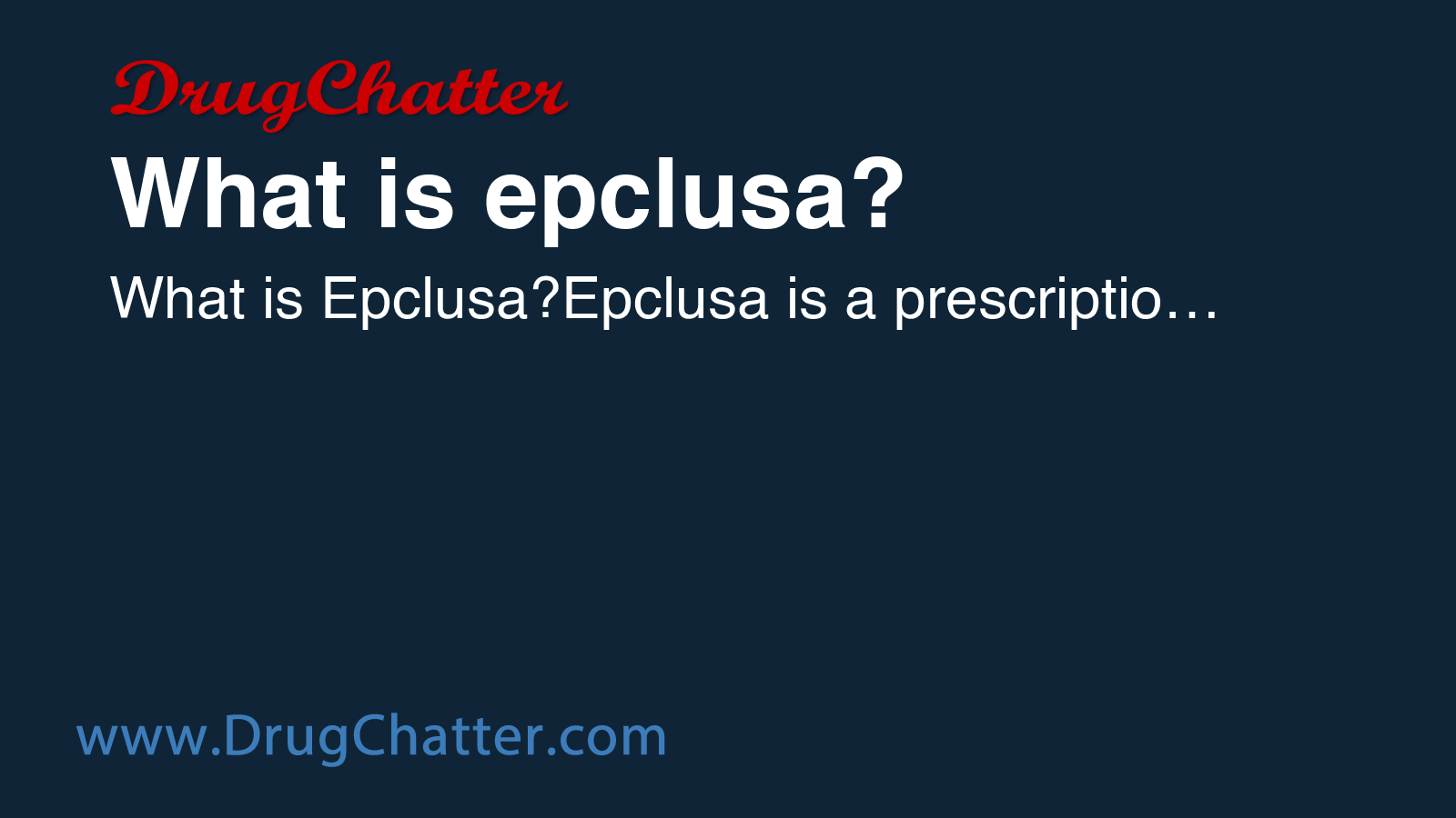 EPCLUSA: What is epclusa? - DrugChatter